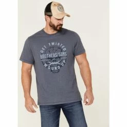 Best deal 🧨 Brothers & Sons Men's Twisted Slub Skull Graphic T-Shirt Blue 🧨