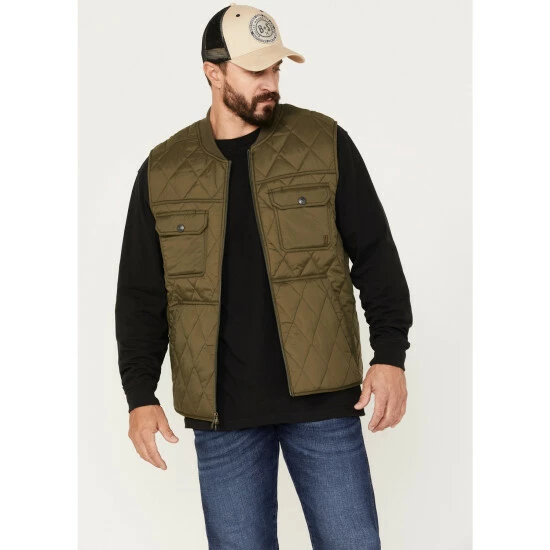 Cheap β¨ Brothers & Sons Men's Quilted Varsity Vest Olive π