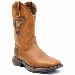 Hot Sale 🛒 Brothers & Sons Men's Skull Western 🥾 Boots - Broad Square Toe Tan ✔️