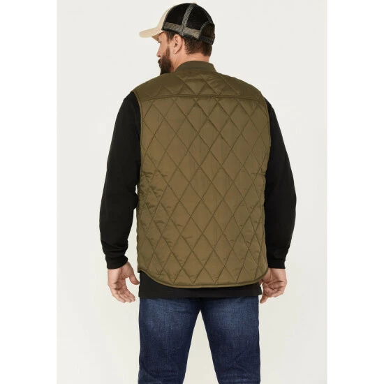 Cheap β¨ Brothers & Sons Men's Quilted Varsity Vest Olive π - Image 4
