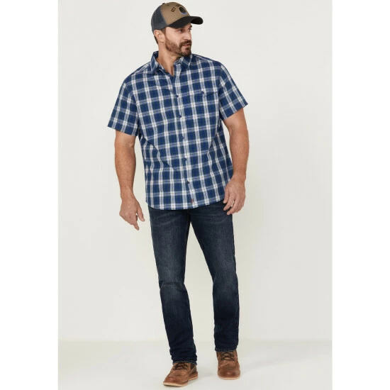 Promo β Brothers & Sons Men's Performance Plaid Short Sleeve Button-Down Western π Shirt Blue π₯° - Image 2