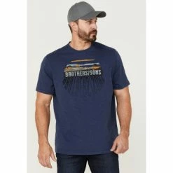 Outlet 👏 Brothers & Sons Men's Badlands Shadow Trail Graphic T-Shirt Navy 🛒