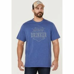 Buy 😍 Brothers & Sons Men's Designated Drinker Graphic Short Sleeve T-Shirt Blue 👍