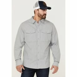 Outlet 🤩 Brothers & Sons Men's Small Plaid Long Sleeve Button-Down Western 👚 Shirt Light Grey 💯
