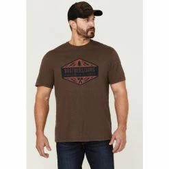 Wholesale 😉 Brothers & Sons Men's Weathered Diamond Logo Slub Graphic T-Shirt Brown ✨