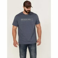 Best Pirce 😉 Brothers & Sons Men's Mercentile Weathered Slub Graphic Short Sleeve T-Shirt Blue 🛒