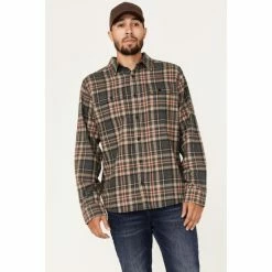 Budget 👏 Brothers & Sons Men's Everyday Charcoal Plaid Long Sleeve Button-Down Western Flannel 👚 Shirt 👍