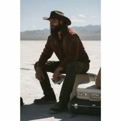 Discount 👏 Brothers & Sons Men's Tencel Plaid Long Sleeve Button-Down Western Flannel 👚 Shirt Dark Orange 👍