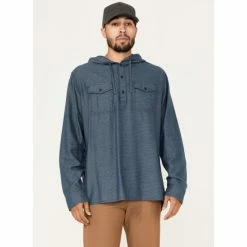 Best reviews of ✔️ Brothers & Sons Men's Striped Pullover Hooded Long Sleeve Western Flannel 👚 Shirt Blue 🌟