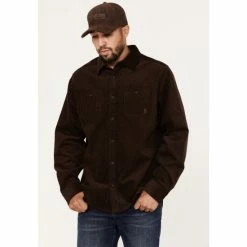 Best Sale ⭐ Brothers & Sons Men's Solid Corduroy Button-Down Western 👚 Shirt Dark Brown ⭐