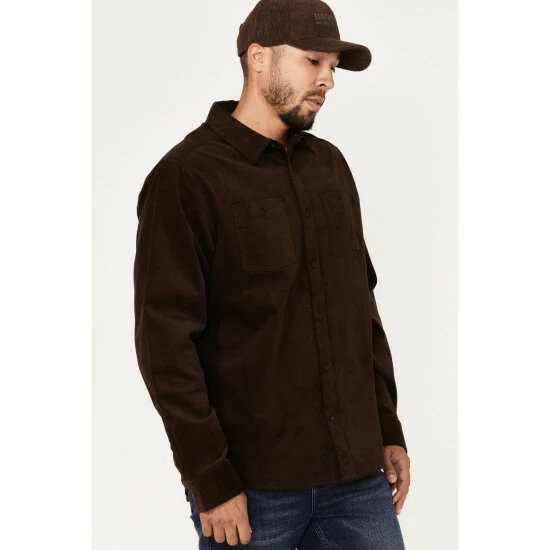 Best Sale β Brothers & Sons Men's Solid Corduroy Button-Down Western π Shirt Dark Brown β - Image 2