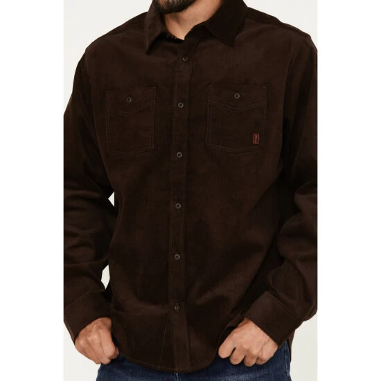 Best Sale β Brothers & Sons Men's Solid Corduroy Button-Down Western π Shirt Dark Brown β - Image 3