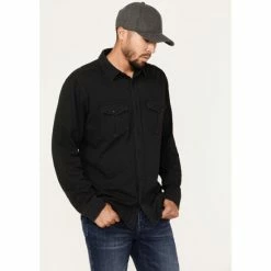 Budget π Brothers & Sons Men's Solid Pigment Slub Button-Down Western π Shirt Black β