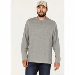 Hot Sale 😀 Brothers & Sons Men's Henley Thermal T-Shirt Charcoal ⌛