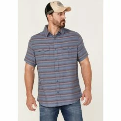 Outlet 😀 Brothers & Sons Men's Indigo Stripe Short Sleeve Button-Down Western 👚 Shirt 🌟