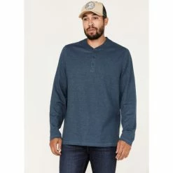 Wholesale 🛒 Brothers & Sons Men's Henley Thermal T-Shirt Blue 👍