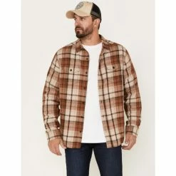 Deals ⭐ Brothers & Sons Men's Plaid Print Long Sleeve Button-Down Flannel 👕 Shirt Dark Brown 🔥