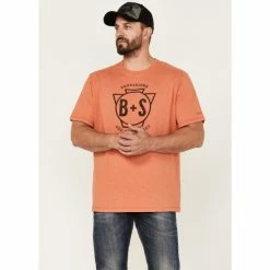 Outlet 🔔 Brothers & Sons Men's Logo Graphic Short Sleeve T-Shirt Orange ✨