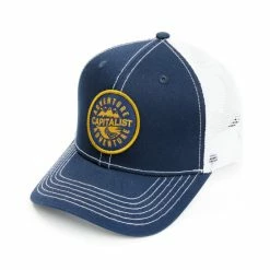 Discount ❤️ Brothers & Sons Men's Adventure Capitalist Circle Patch Mesh-Back Ball Cap Navy ✨
