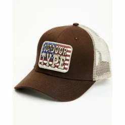 Deals 😉 Brothers & Sons Men's Outdoors Type American Flag Patch Mesh-Back Ball Cap Brown 🥰