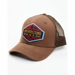 Brand new ❤️ Brothers & Sons Men's Rugged Patch Mesh-Back Ball Cap Brown 🔥