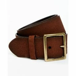 Best Sale 😍 Brothers & Sons Men's Brown Brass Buckle & Roughout Leather Belt 🥰