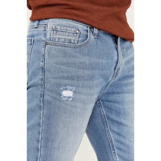 Brand new β€οΈ Brothers & Sons Men's Arizona Light Wash Distressed Stretch Slim Straight π Jeans π - Image 2