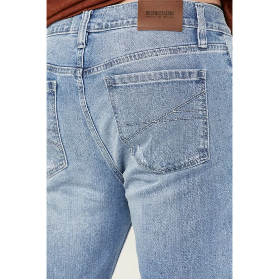 Brand new β€οΈ Brothers & Sons Men's Arizona Light Wash Distressed Stretch Slim Straight π Jeans π - Image 4